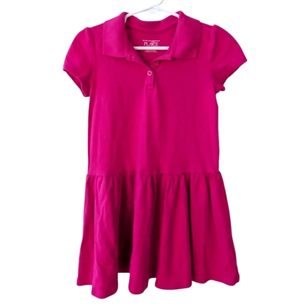 The Children's Place Girls Stylish Pink Polo Dress Cotton Casual Size 4T